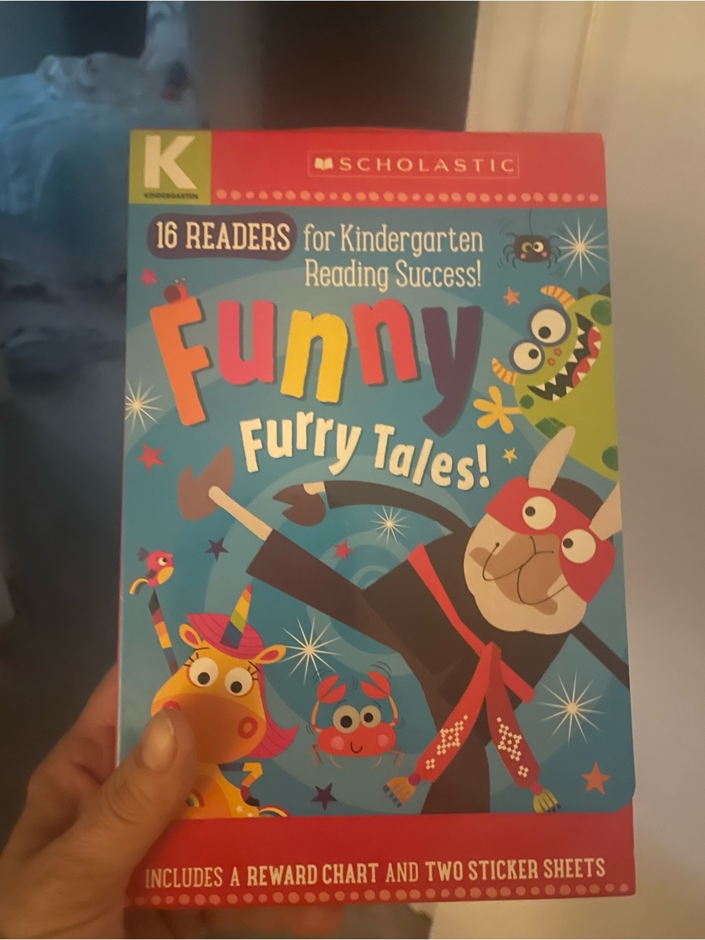 Scholastic Funny Furry Tales! Kids Reader Set - Blue, Red, Yellow, Green